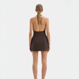 SIR Sandrine Halter Mini Dress Chocolate Brown Size 2 / 10 AU for rent on The Volte - image 2