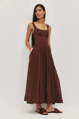 🤎 New AJE Sunny Midi Dress in Chocolate Brown Size 12 AU 🤎 for rent on The Volte - image 2