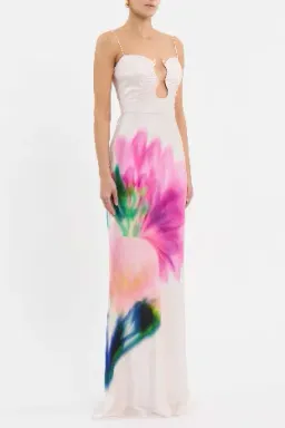 🌸 Rebecca Vallance Dahlia Blossom Gown – Size 12 (AU) Pink Floral Satin Maxi Dress 🌸 for rent on The Volte - image 5
