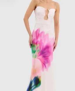 🌸 Rebecca Vallance Dahlia Blossom Gown – Size 12 (AU) Pink Floral Satin Maxi Dress 🌸 for rent on The Volte - image 3