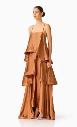 Elliatt  Tilly Tiered Maxi Dress in Toffee Brown for rent on The Volte - image 2