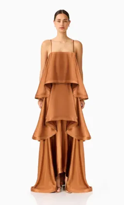 Elliatt  Tilly Tiered Maxi Dress in Toffee Brown for rent on The Volte - image 1