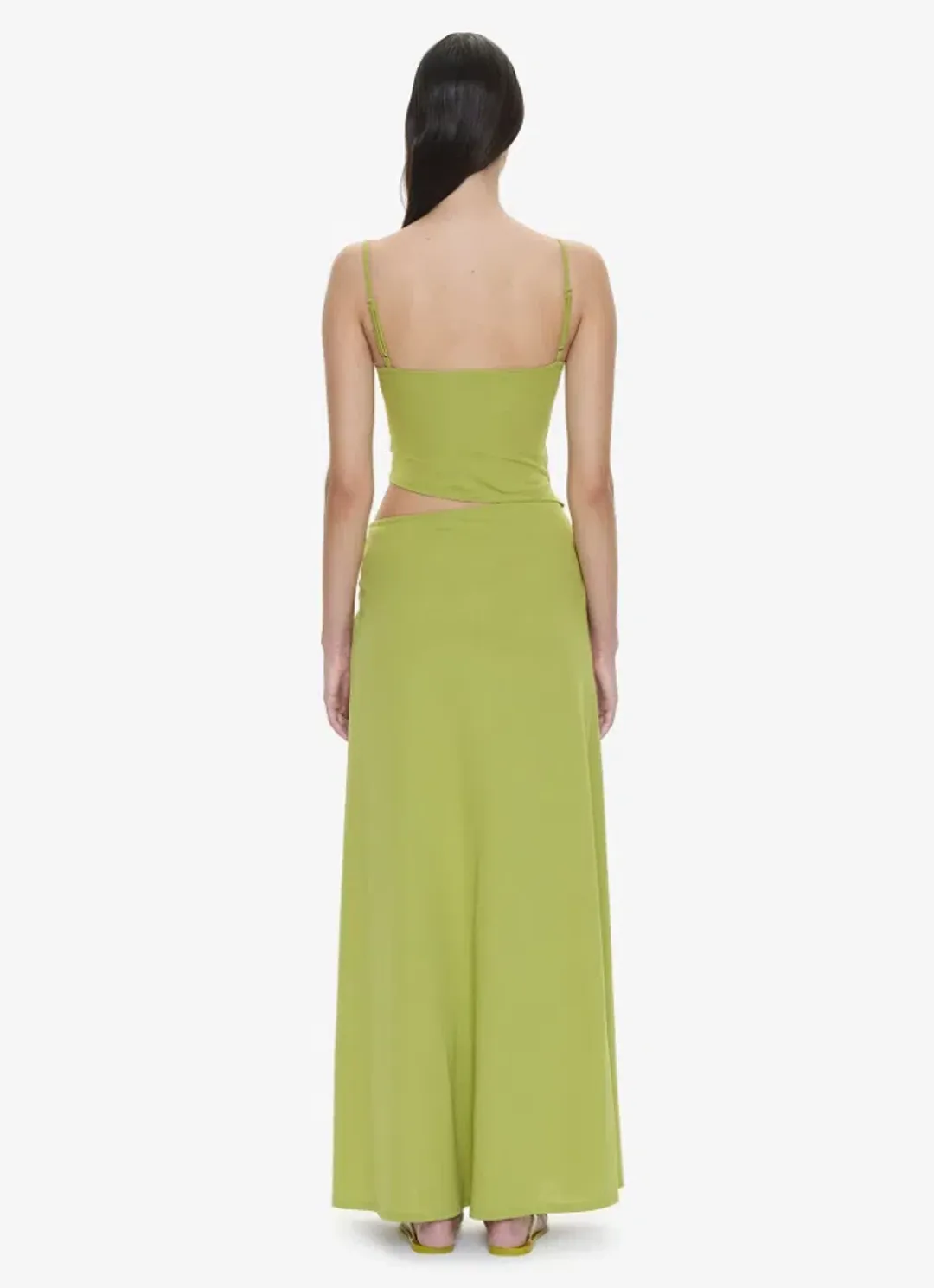 Christopher Esber Orbit Ruched Disconnect Cascade Dress dypsis green Size 10 for rent on The Volte - main image