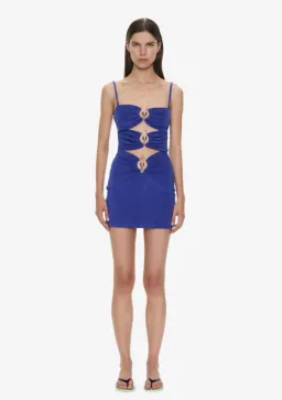 Christopher Esber Looped Back Pierced Orbit Mini Dress Indigo Size 6 for rent on The Volte - image 1