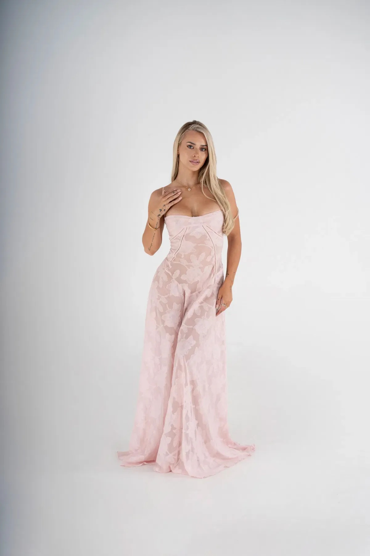 House of Cb Seren Maxi Dress Floral Pink for rent on The Volte - main image