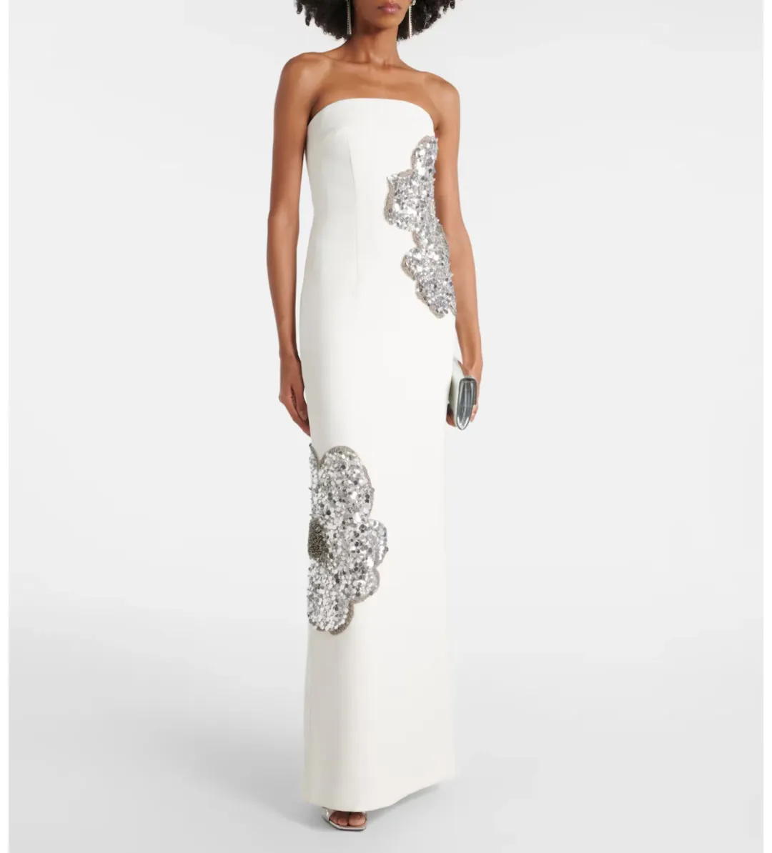 Rebecca Vallance Layana Strapless Embellished Gown White Size 8 for rent on The Volte - main image
