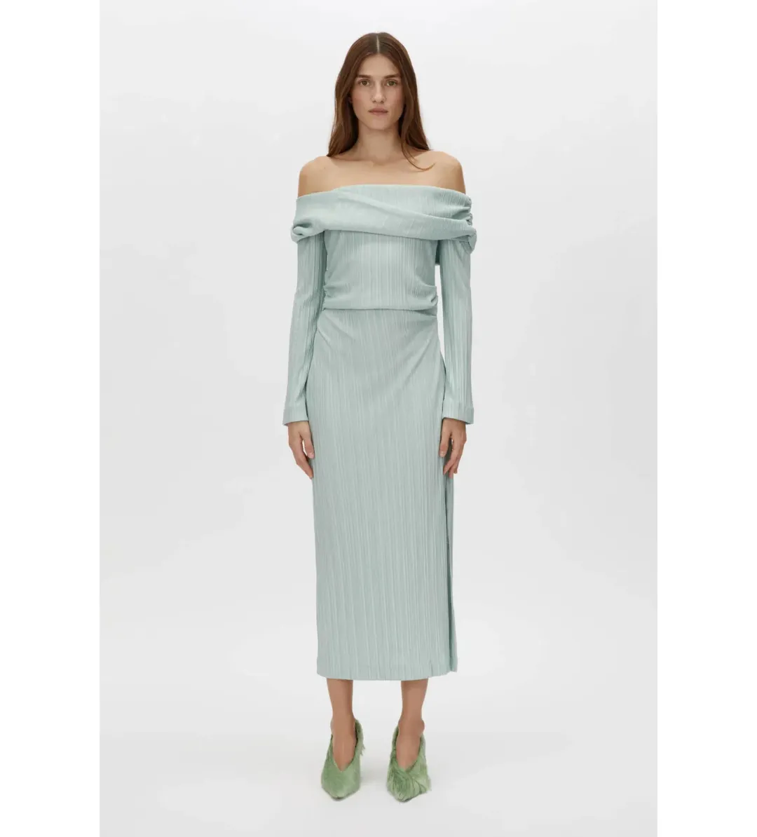 Camilla and Marc Shaw Strapless Midi Dress in Dusty Mint Size 8 for rent on The Volte - main image