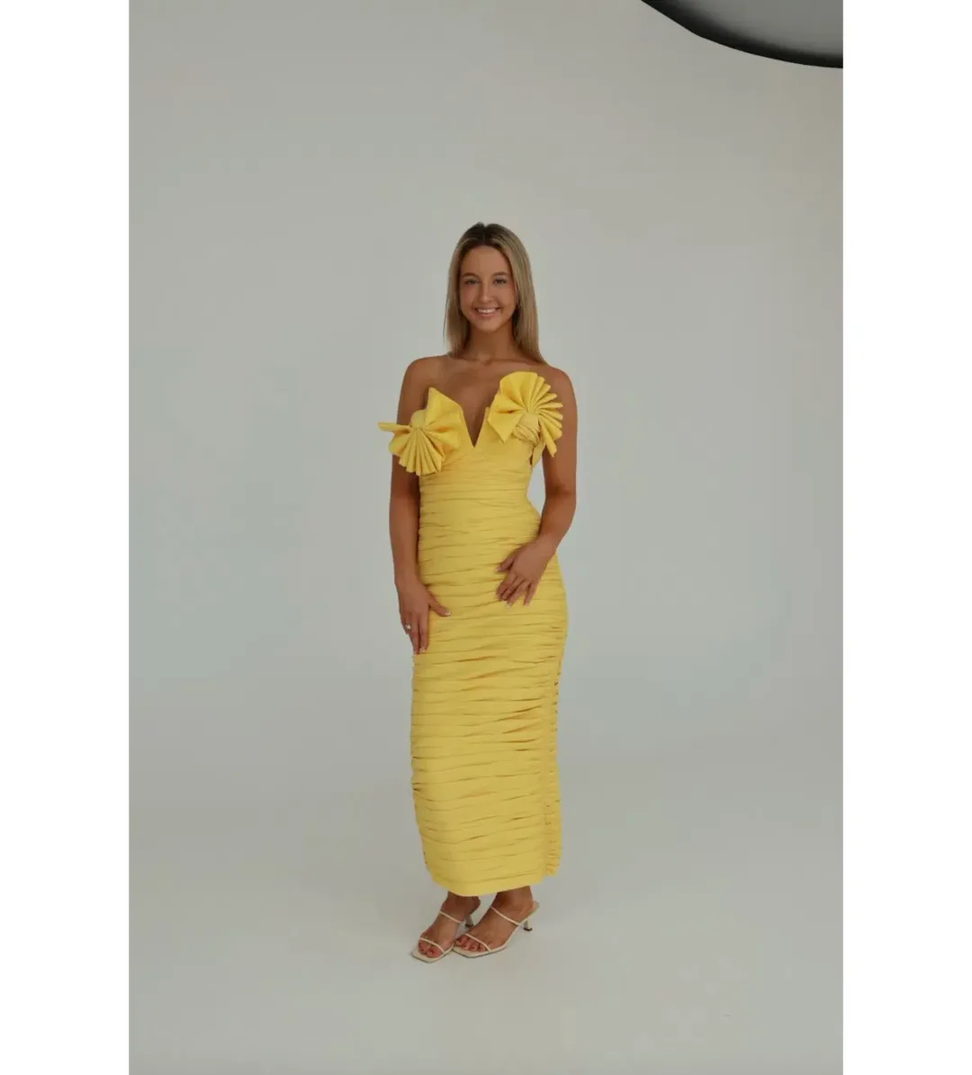 Rachel Gilbert Jensen Midi Dress Yellow Size 0/AU 6 for rent on The Volte - main image