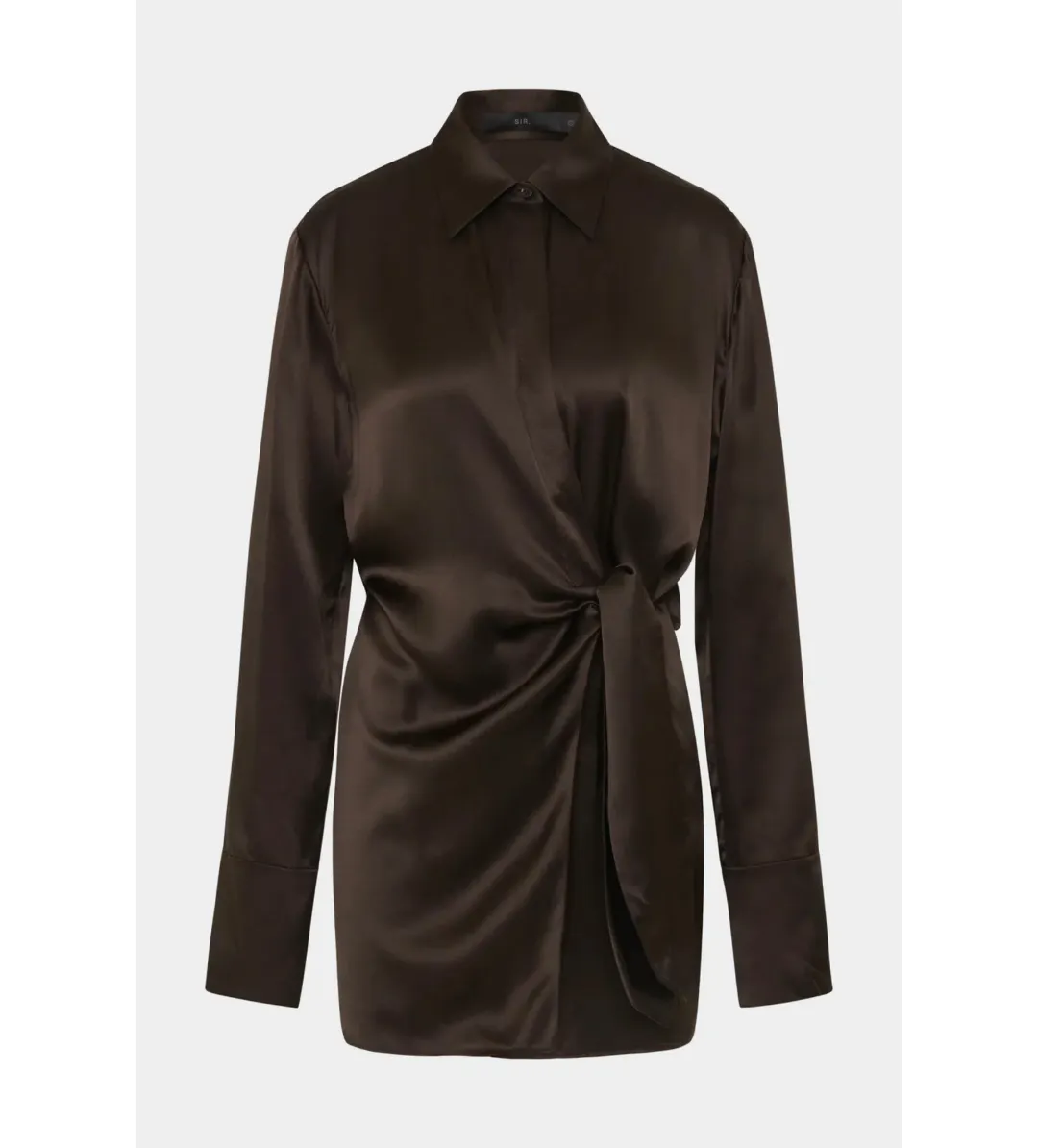 Sir the Label Sorrento Mini Shirt Dress in Bitter Chocolate Size 2 / AU 10 for rent on The Volte - main image