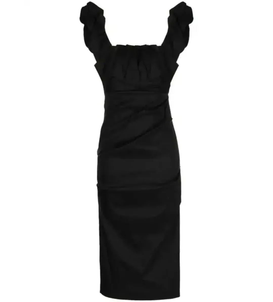 Rachel Gilbert Kalina Draped Sleeveless Midi Dress Black Size 8 for rent on The Volte - main image