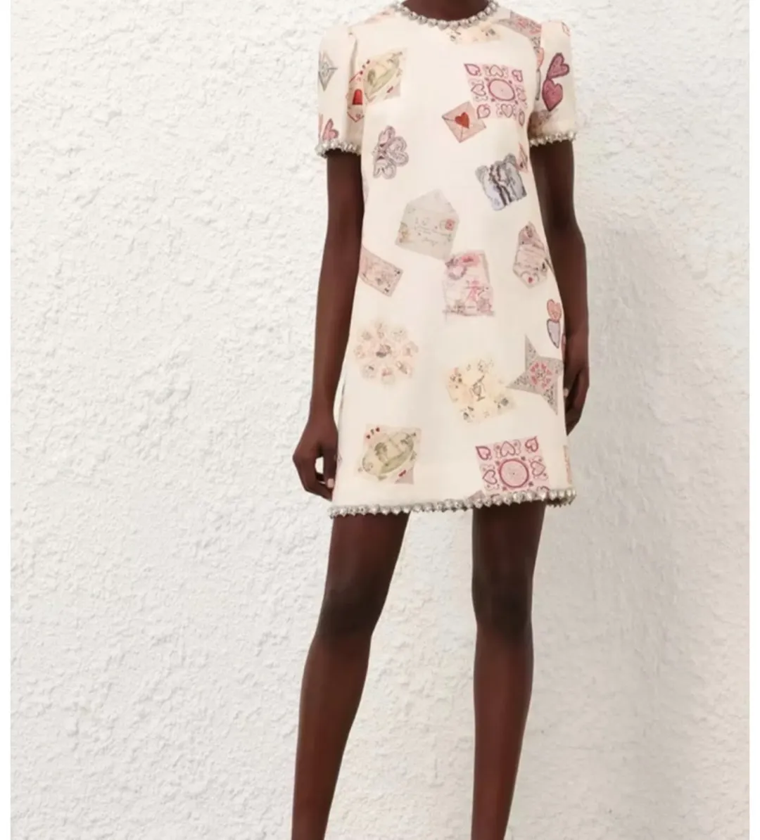 Zimmermann Hypnotic Jewelled Shift Mini Dress Print Size 10 for rent on The Volte - main image