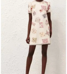 Zimmermann Hypnotic Jewelled Shift Mini Dress Print Size 10 for rent on The Volte - image 1