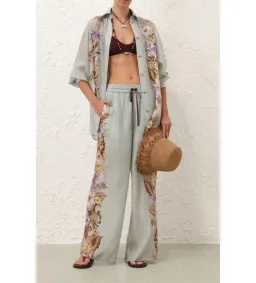 Zimmermann Coco Silk Relaxed Pant Size 1 & Shirt Size 0 Set Print for rent on The Volte - image 1