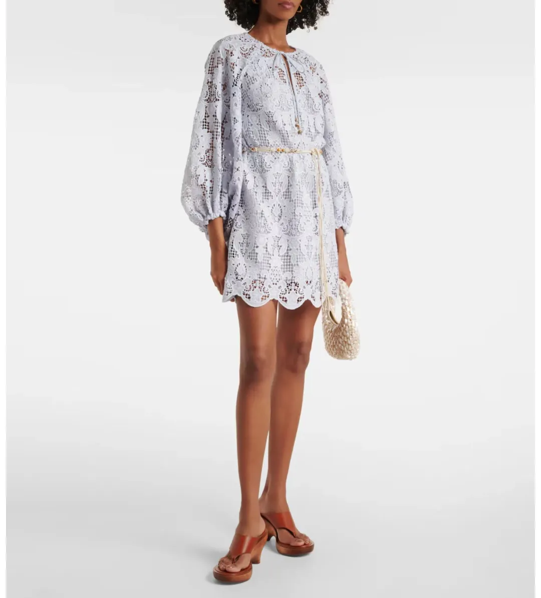 Zimmermann Coco Lace Tunic Mini Dress Blue Size 2/AU 10 for rent on The Volte - main image