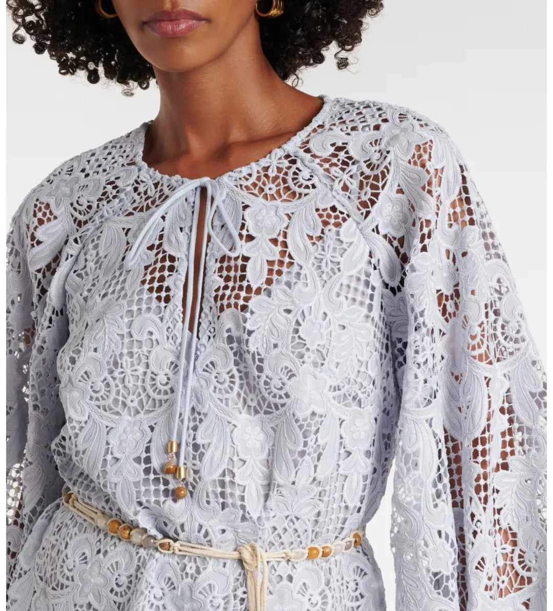 Zimmermann Coco Lace Tunic Mini Dress Blue Size 2/AU 10 for rent on The Volte - main image