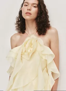 Aje Pandorea Layered Maxi Dress in Butter Yellow Size 8 for rent on The Volte - image 4