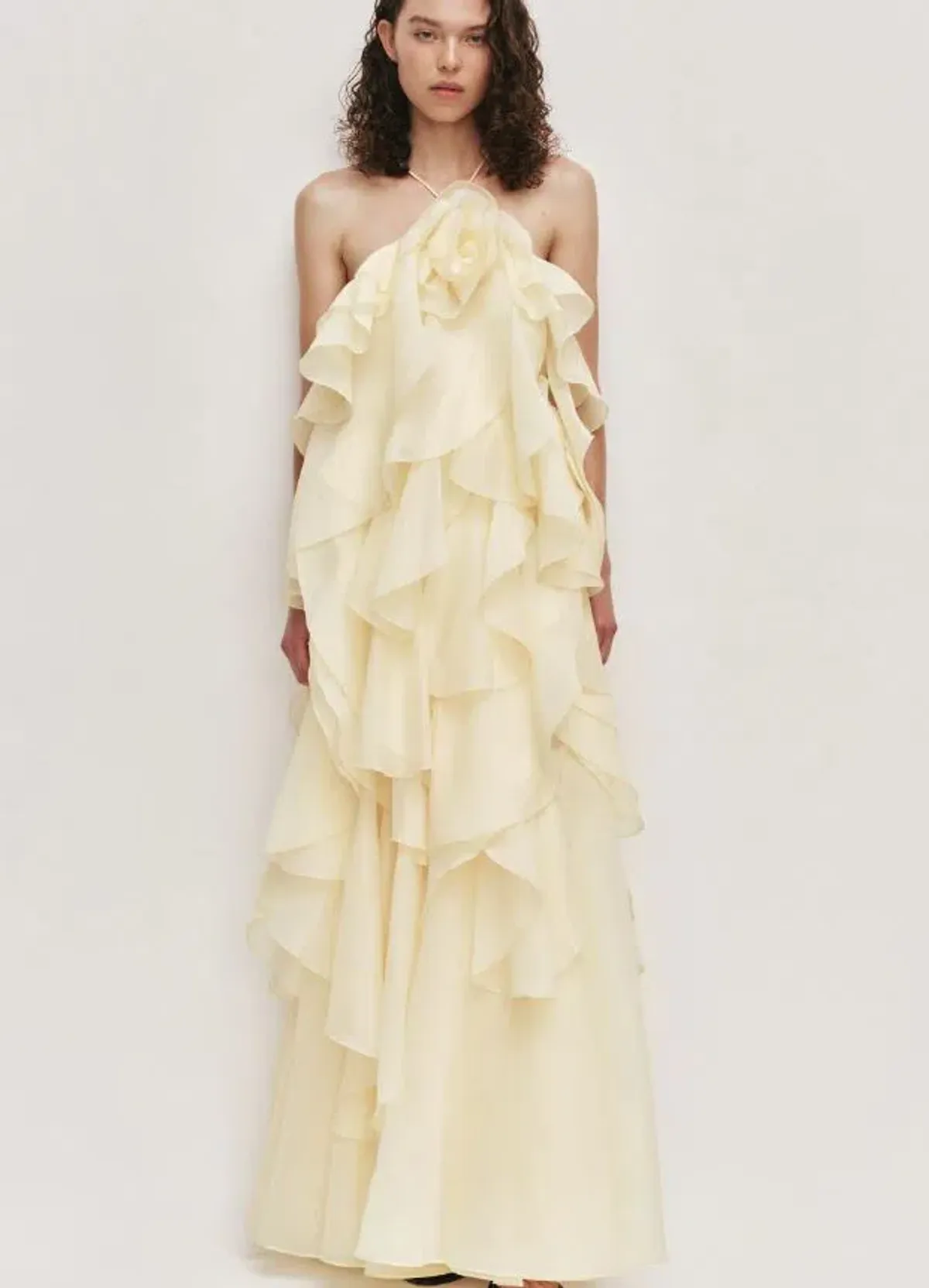 Aje Pandorea Layered Maxi Dress in Butter Yellow Size 8 for rent on The Volte - main image