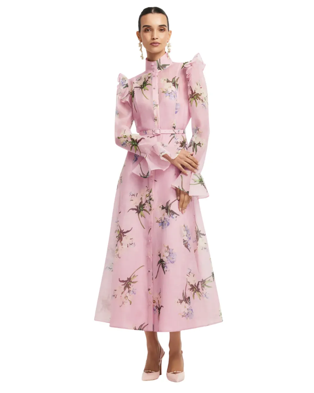 Leo Lin Katrina Butterfly Sleeve Midi Dress Size 12 for rent on The Volte - main image