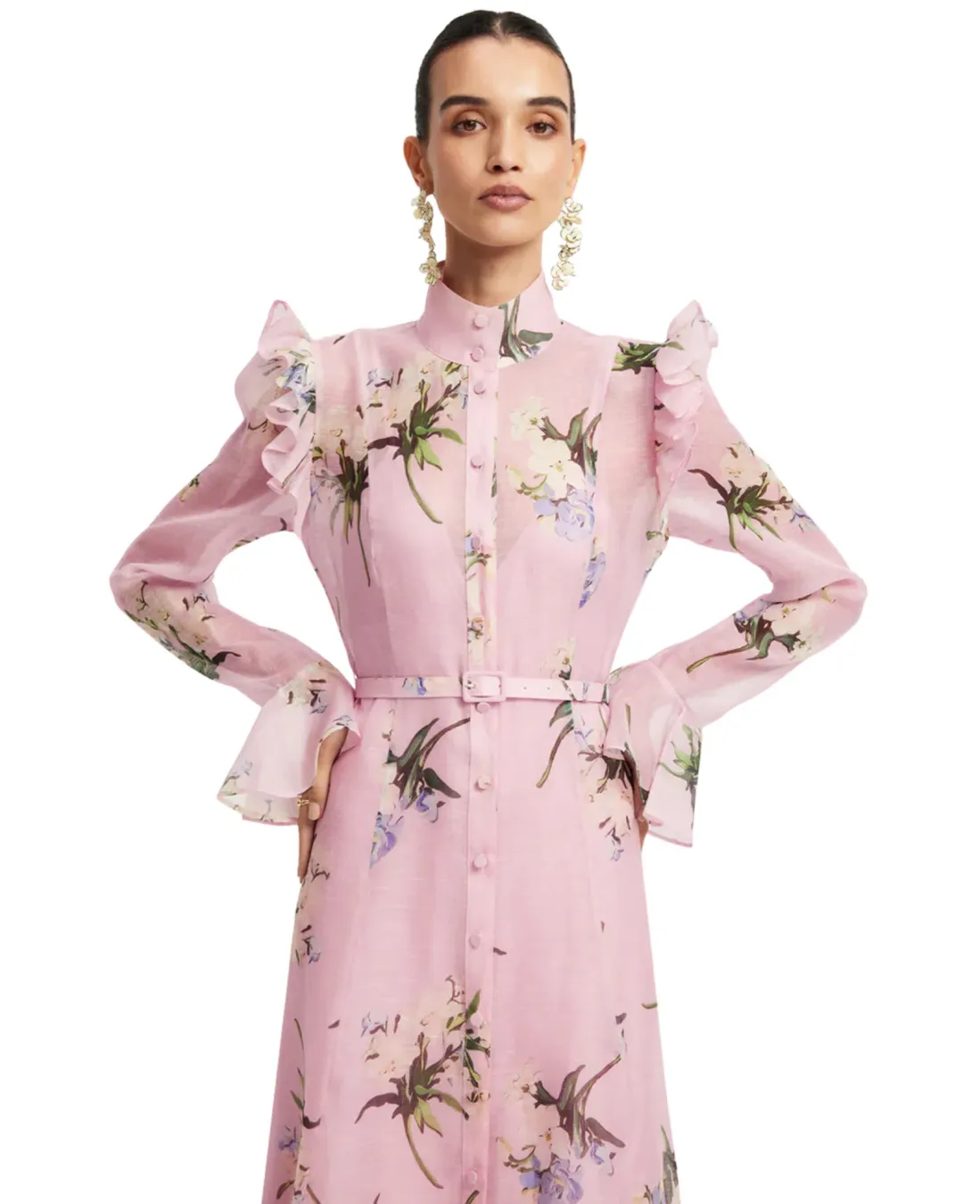 Leo Lin Katrina Butterfly Sleeve Midi Dress Size 12 for rent on The Volte - main image