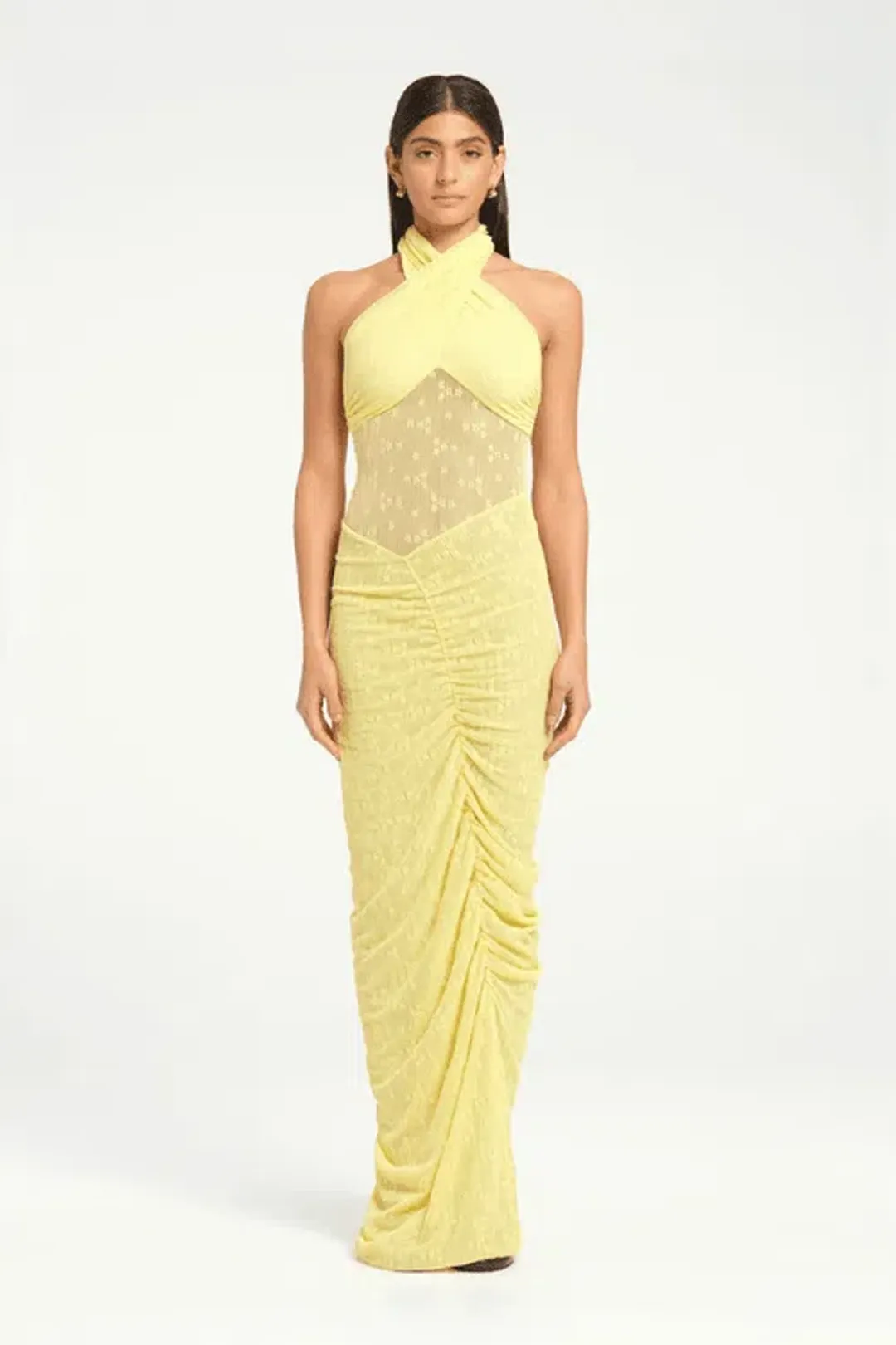 BENNI Hudson Lace Maxi Dress In Butter | Size AU 12 for rent on The Volte - main image