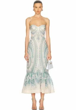 ZIMMERMANN THE ILLUMINATE GOWN IN TURQUOISE PAISLEY SIZE 3 12au for rent on The Volte - image 1