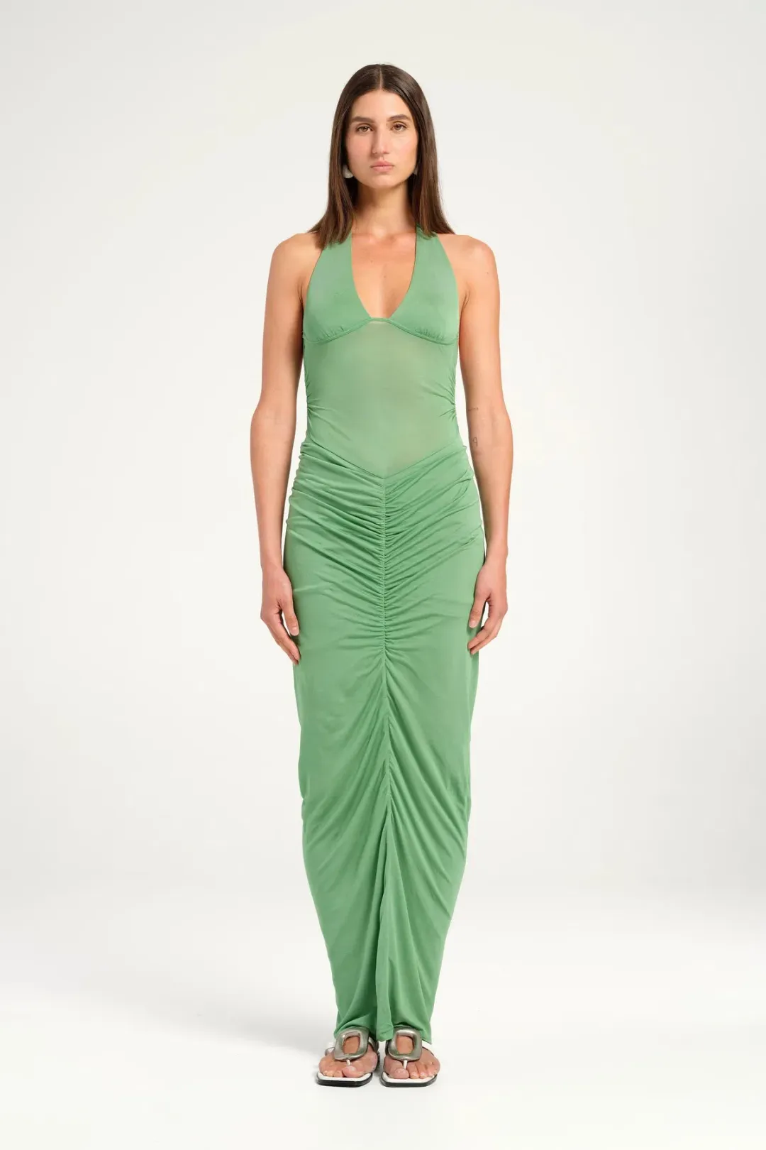 BENNI Pierre Maxi Dress In Forest Green | Size AU 8 for rent on The Volte - main image