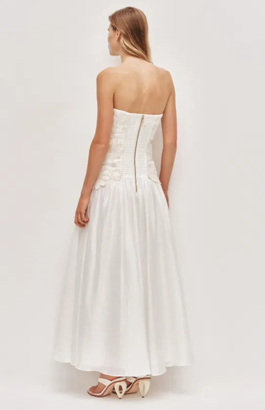 AJE Gia Embroidered Gown Ivory Size 6 for rent on The Volte - main image