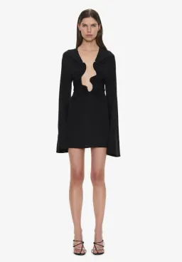 Christopher Esber Salacia Ruched Long Sleeve Mini Dress Black Size 6 for rent on The Volte - image 1