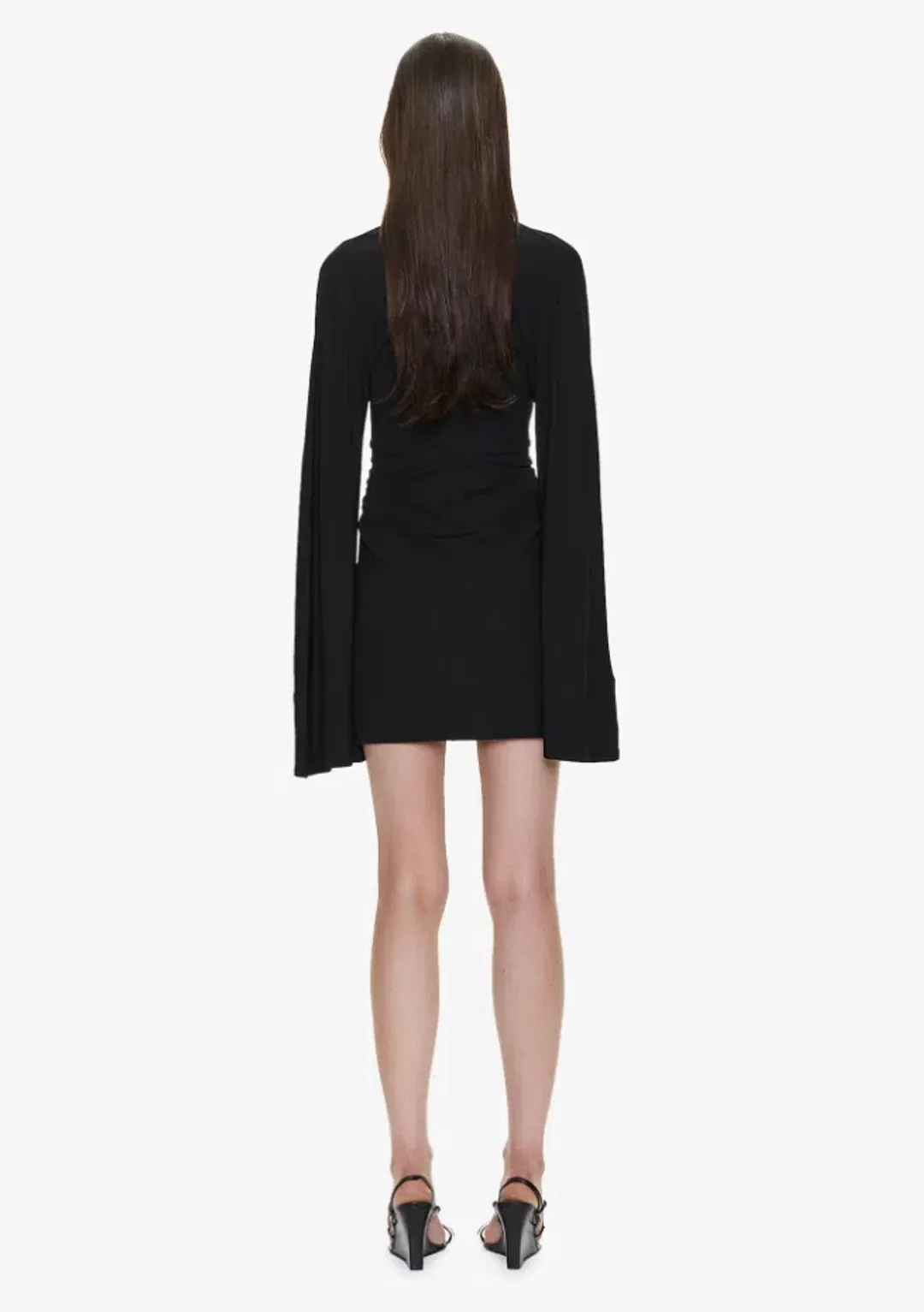 Christopher Esber Salacia Ruched Long Sleeve Mini Dress Black Size 8 for rent on The Volte - main image