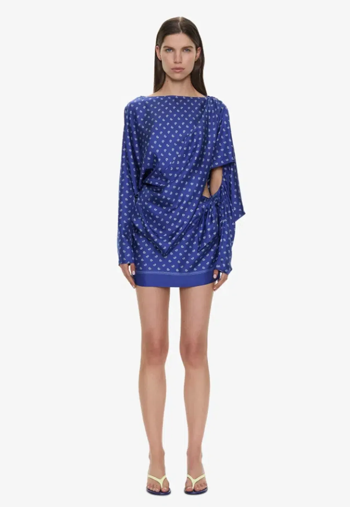 Christopher Esber Bandana Pareo Cutaway Dress indigo bandana print Size 10 for rent on The Volte - main image