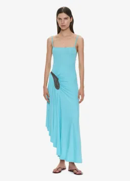 Christopher Esber Paisley Lace Rib Cami Dress mineral turqoise husk brown Size 10 for rent on The Volte - image 1