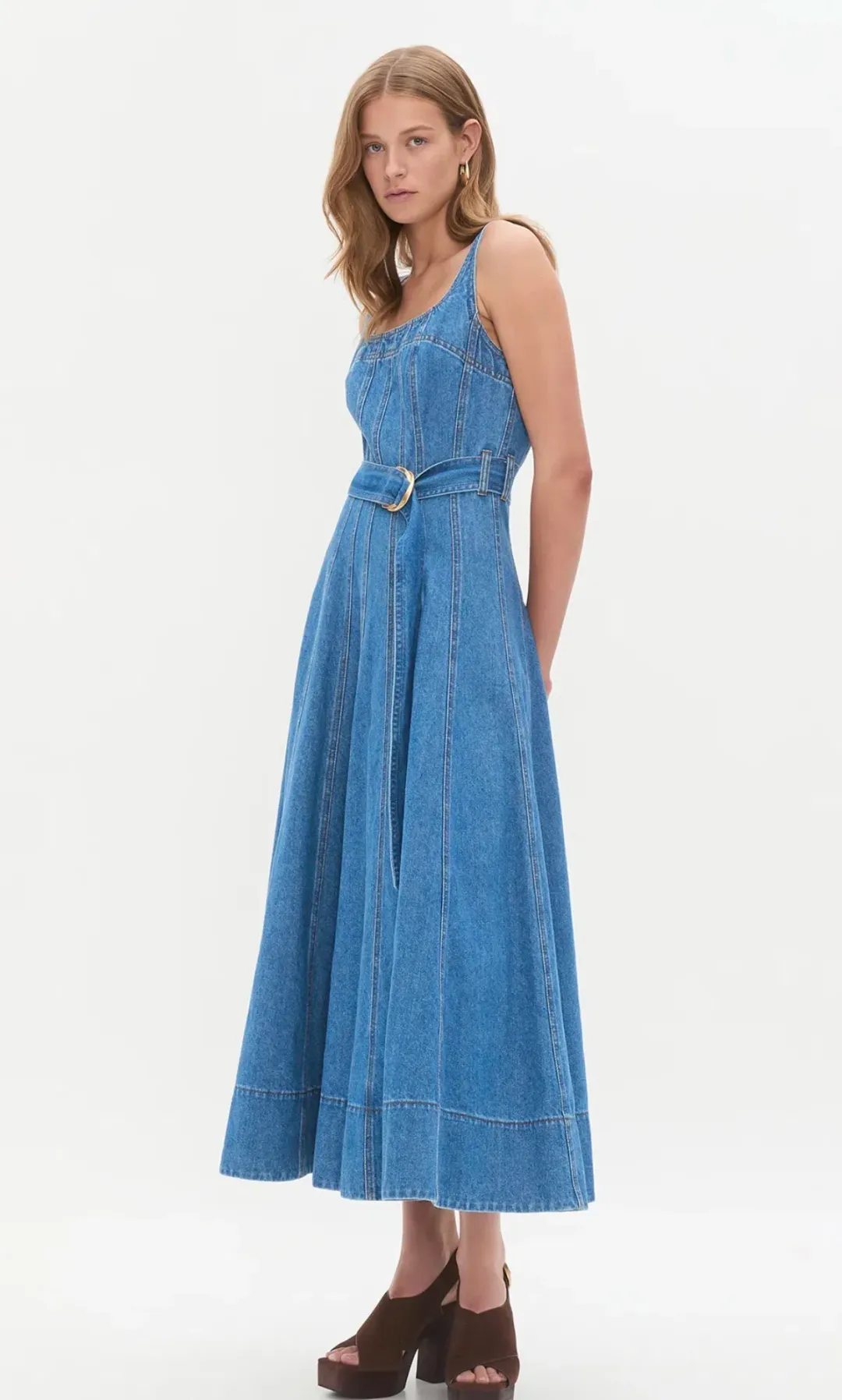 Aje Rainer Denim Midi Dress size 8 for rent on The Volte - main image