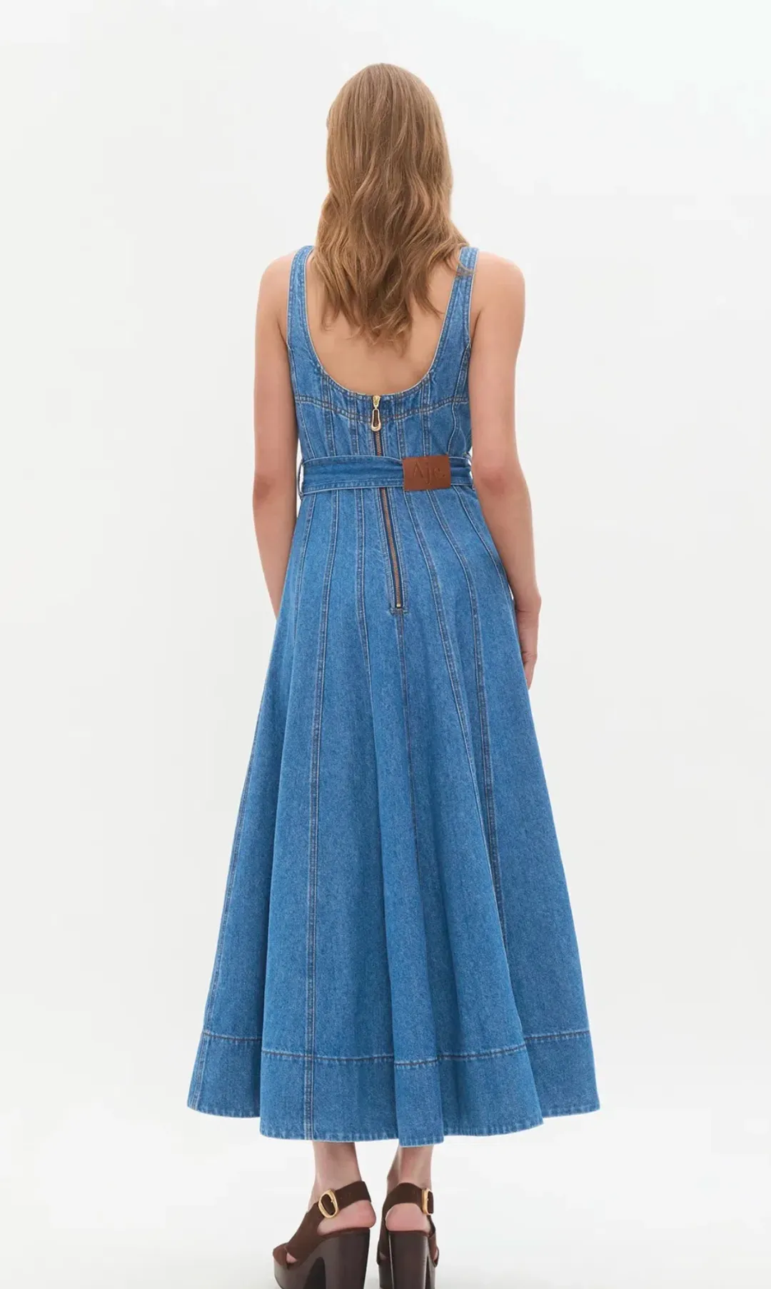 Aje Rainer Denim Midi Dress size 8 for rent on The Volte - main image