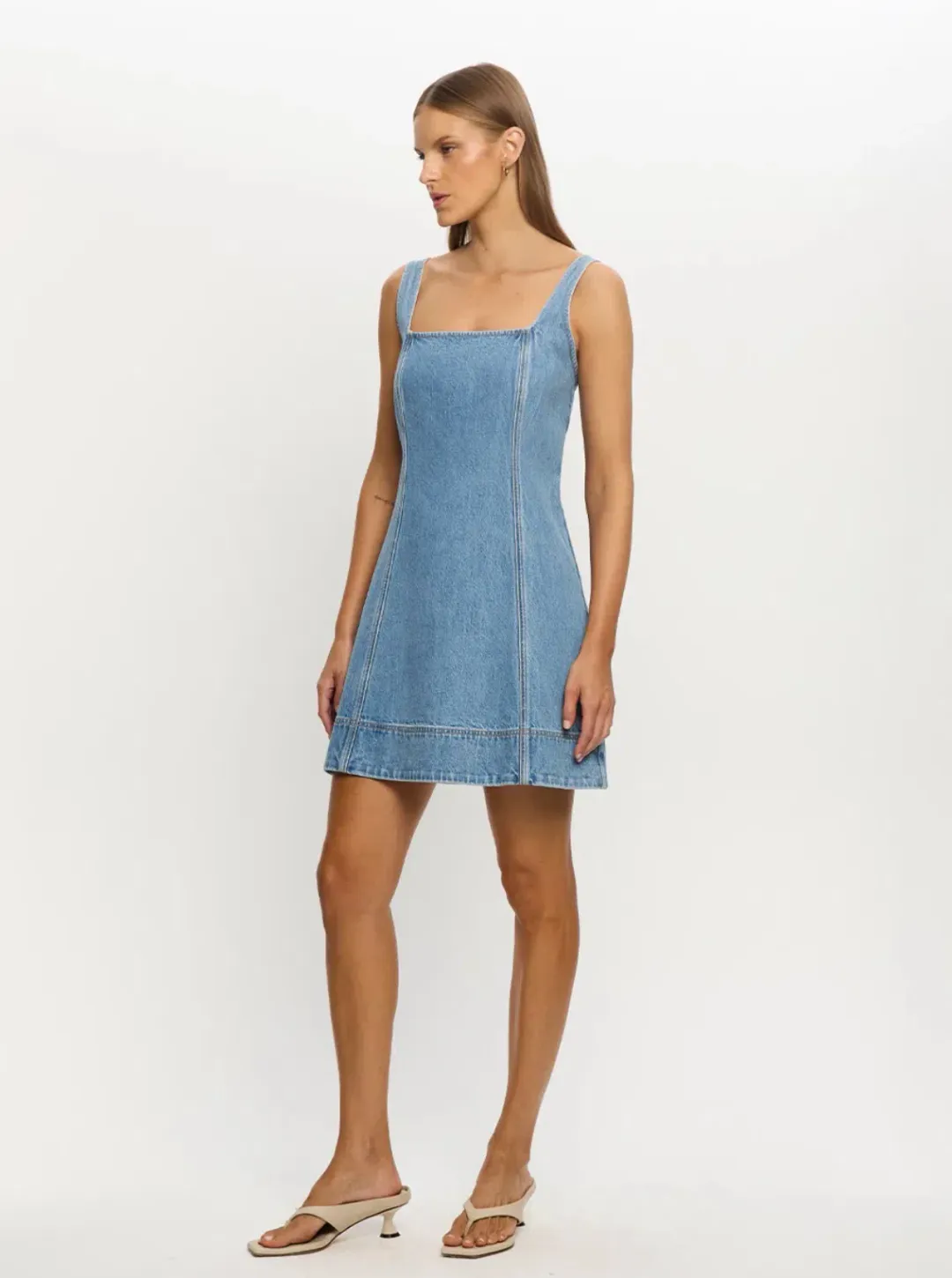 Kivari Oriana Denim Mini Dress size 12 for rent on The Volte - main image