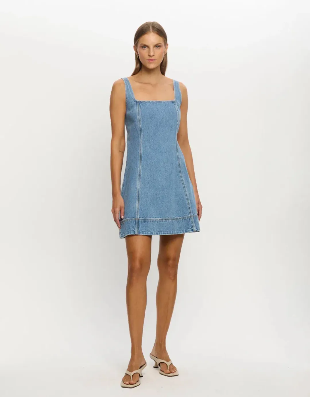Kivari Oriana Denim Mini Dress size 12 for rent on The Volte - main image