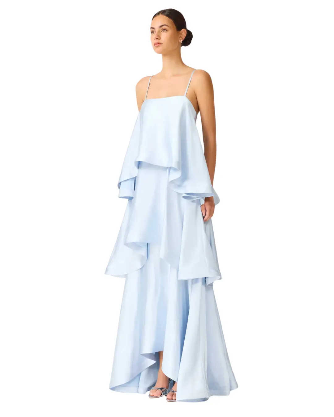 Elliatt Tilly Tiered Maxi Dress Pale Blue Size L for rent on The Volte - main image