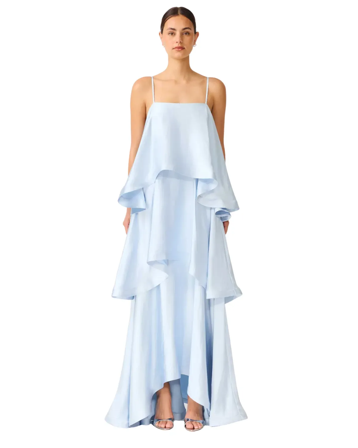 Elliatt Tilly Tiered Maxi Dress Pale Blue Size Small for rent on The Volte - main image