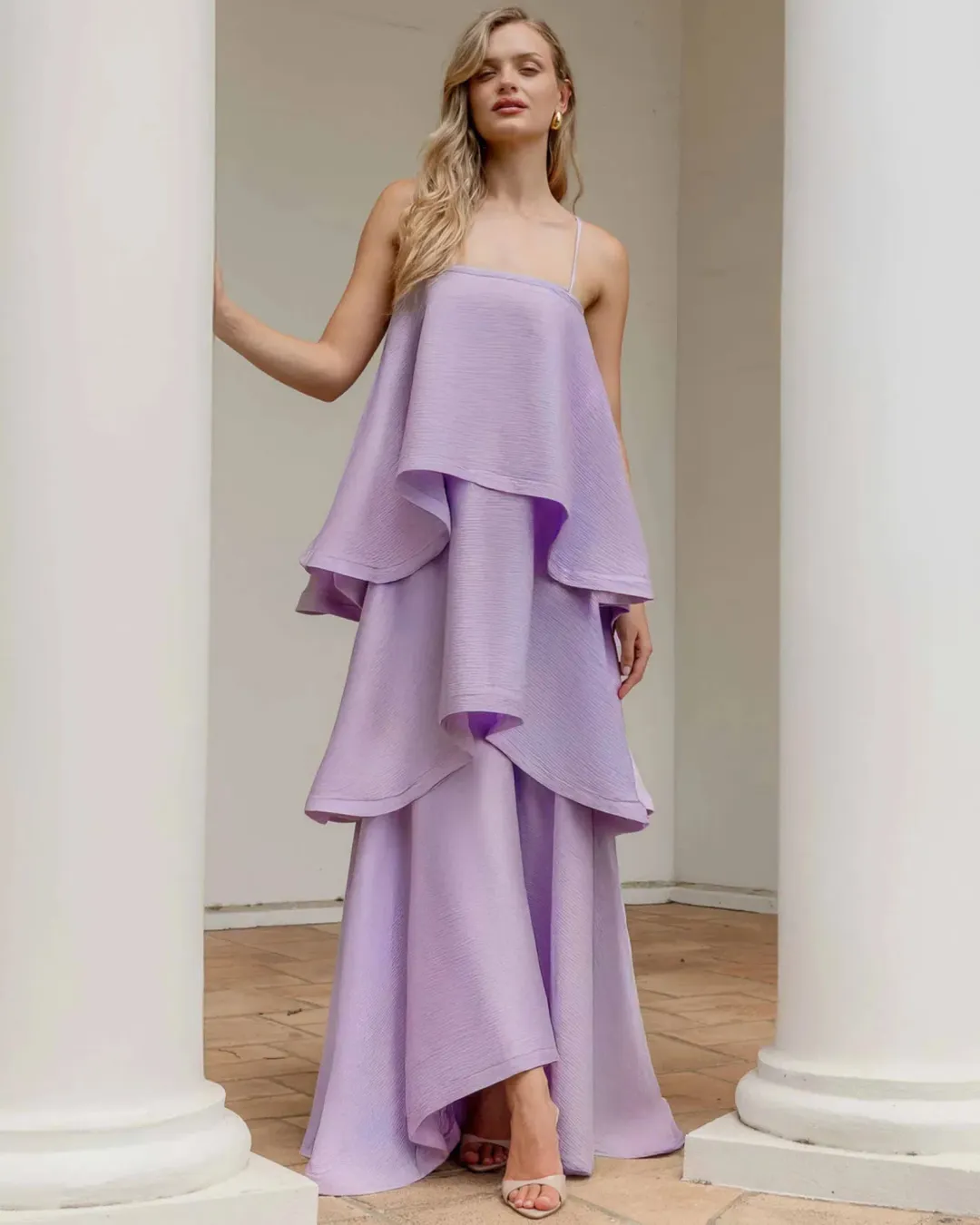 Elliatt Tilly Tiered Maxi Dress Purple Size S for rent on The Volte - main image