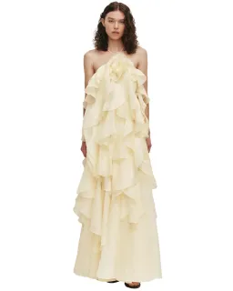 Aje Pandorea Layered Maxi Dress Butter Yellow Size 10 for rent on The Volte - image 1