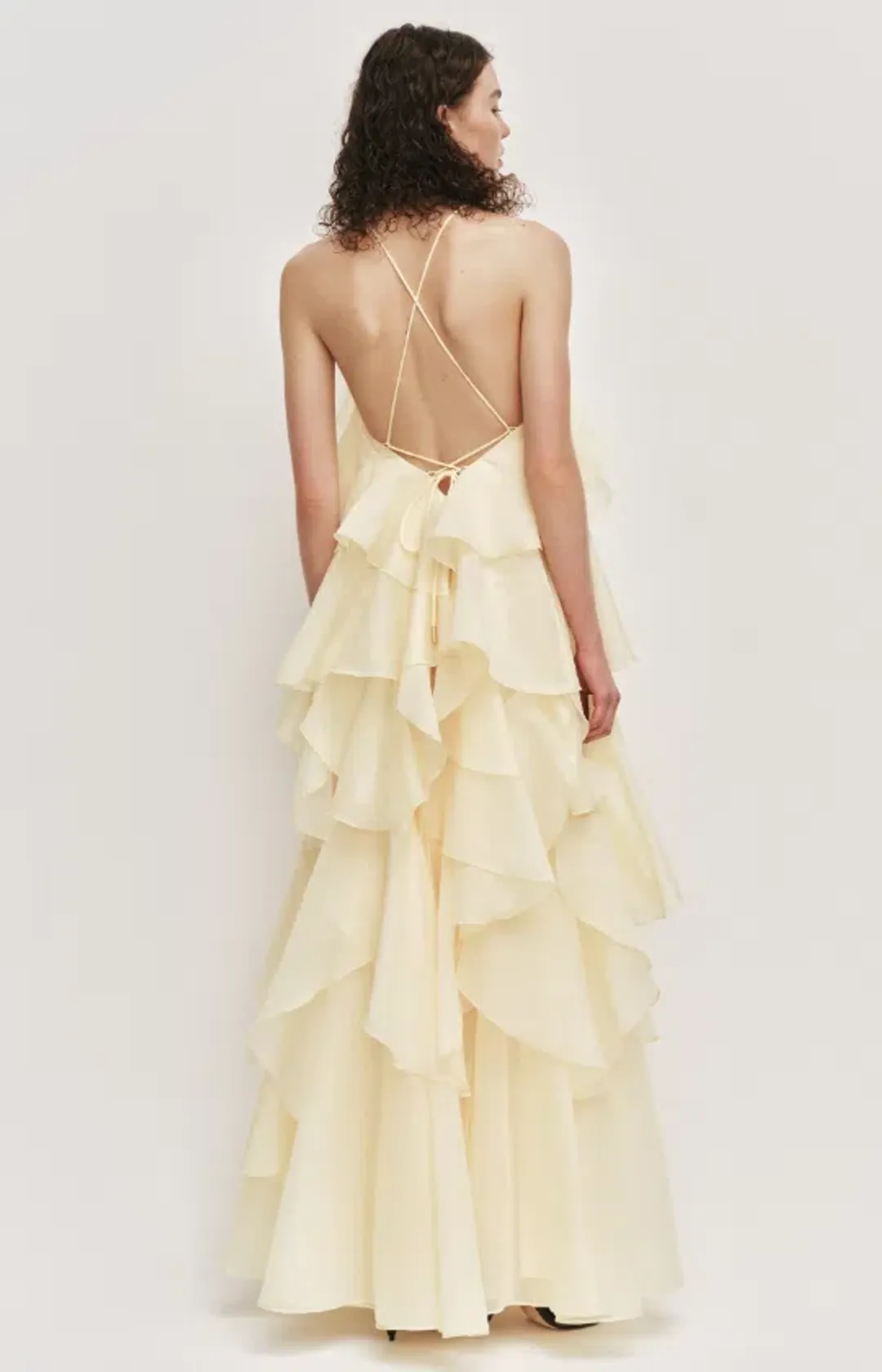 AJE Pandorea Layered Maxi Dress Butter Size 6 for rent on The Volte - main image
