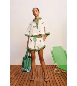 Alemais Wanda Embroidered Shirt and Short Set White Size 8 for rent on The Volte - image 1