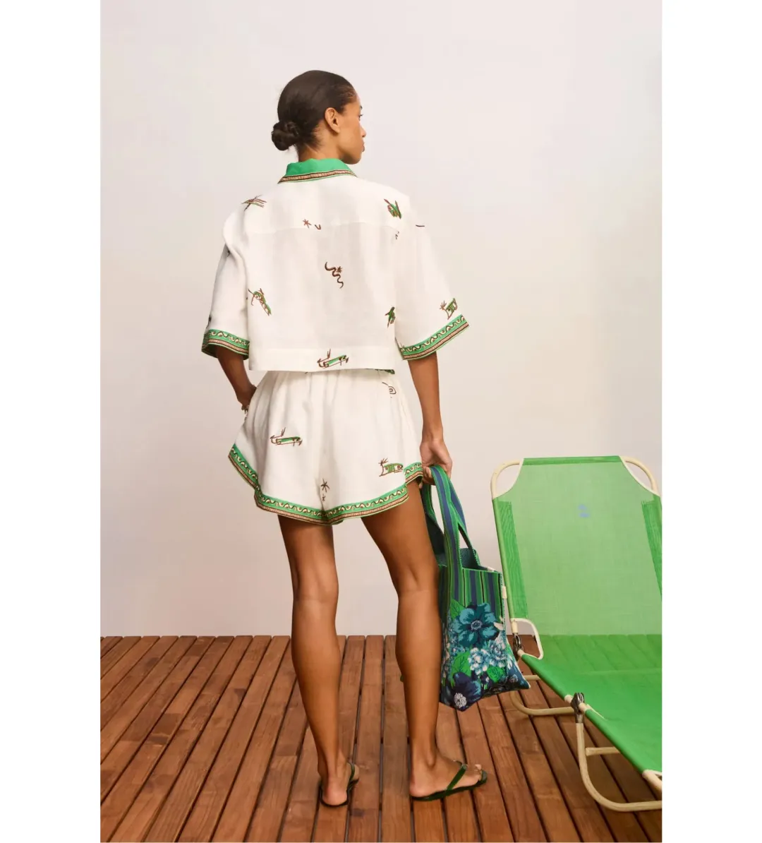 Alemais Wanda Embroidered Shirt and Short Set White Size 8 for rent on The Volte - main image