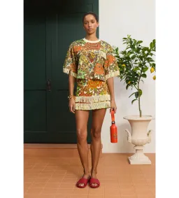 Alemais Lana Cropped Tee and Mini Skirt Set Multi Print Size 6 for rent on The Volte - image 1