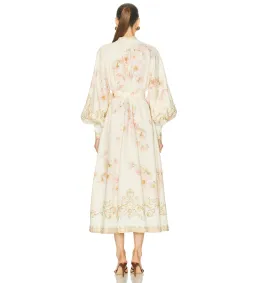Zimmermann Hypnotic Buttoned Midi Dress in Cream Peony Size 1 / Size AU10 for rent on The Volte - image 3