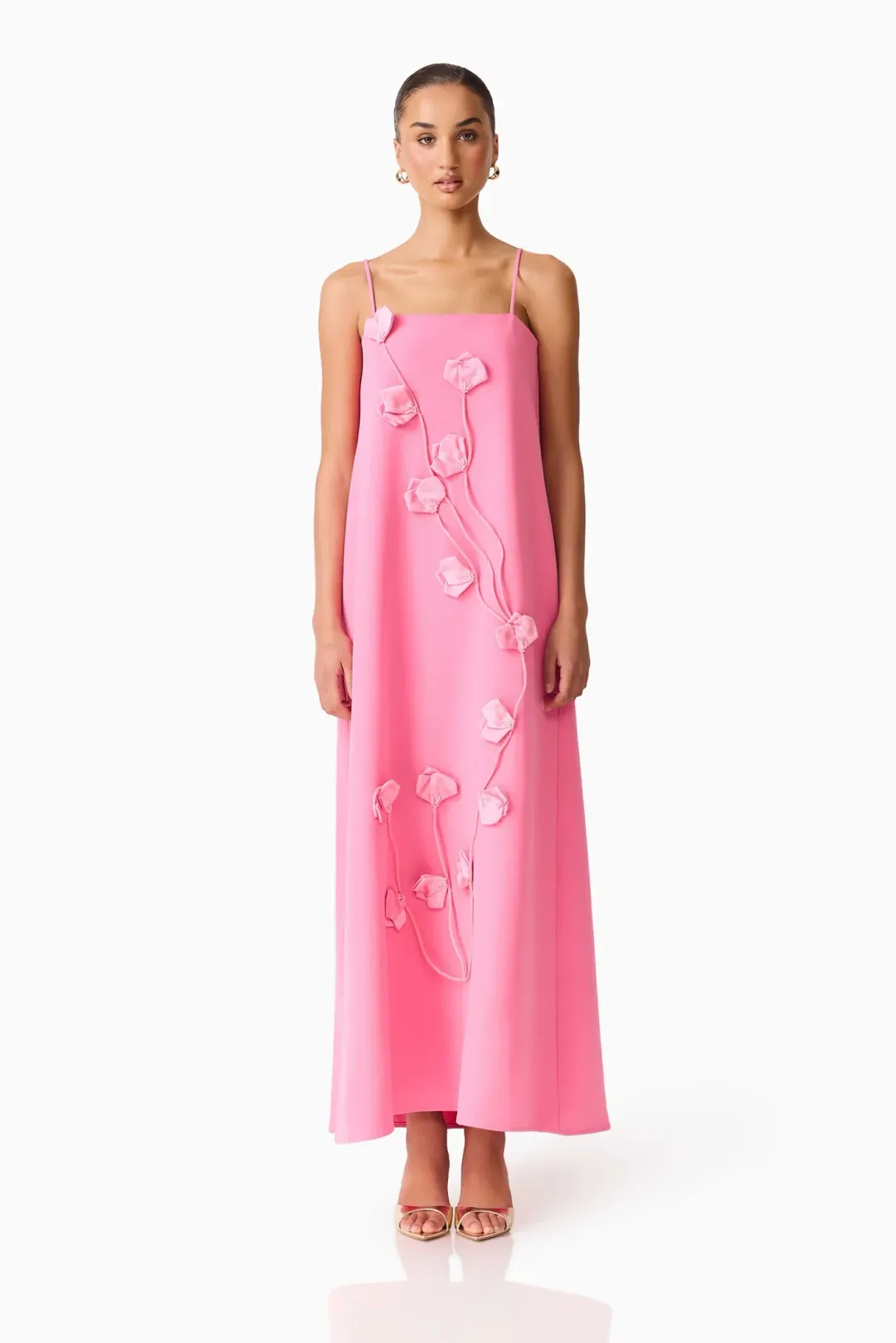 Elliatt Nolana Floral Applique Gown in Pink S/AU 8 for rent on The Volte - main image