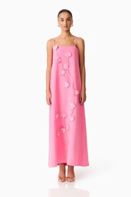 Elliatt Nolana Floral Applique Gown in Pink S/AU 8 for rent on The Volte - image 1