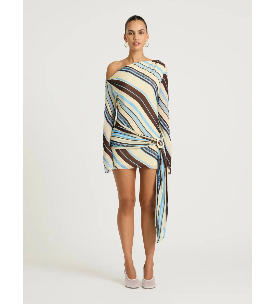 Benni Elise Mini Dress in Ocean Stripe Size AU10 for rent on The Volte - main image