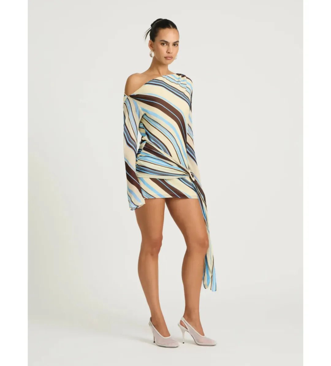Benni Elise Mini Dress in Ocean Stripe Size AU10 for rent on The Volte - main image