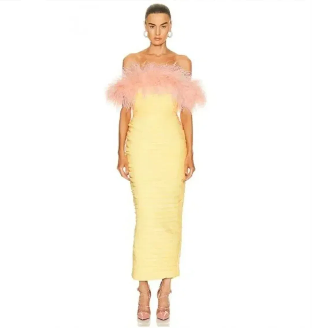 Rachel Gilbert Zion Midi Dress Lemon Yellow 2/AU10 for rent on The Volte - main image