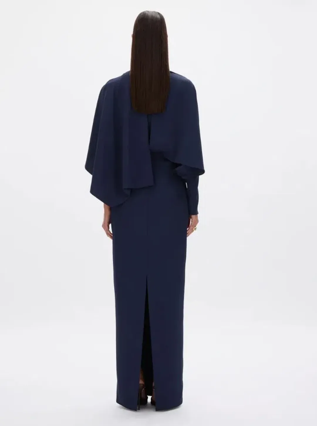 Rachel Gilbert Amaris Cape Gown in Navy Size 12 for rent on The Volte - main image